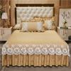 European Style Cotton Lace Bed Skirt Anti Slip Ximengsi Bed Cover Single Piece Thick Mattress Cover Three Piece Set