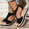 Women's Peep Toe Chunky Sandals Summer Thick Sole Wedge Heels Shoes for Women Hollow Out Platform Gladiator Sandalias Mujer