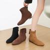 Low-heeled Short Boots for Women In Autumn and Winter 2025 New Models, Huge and Thin Simple Pointed Suede Flat-bottomed Elastic Boots for Women,