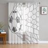 Soccer Football Net Sketch Sheer Curtains for Living Room Decoration Window Curtains for Kitchen Tulle Voile Organza Curtains