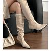 Boot Tip Autumn Temperament Sub New Small Man 2025 Stack Boots Thin Heel Boots Women's High Heel Suede Head