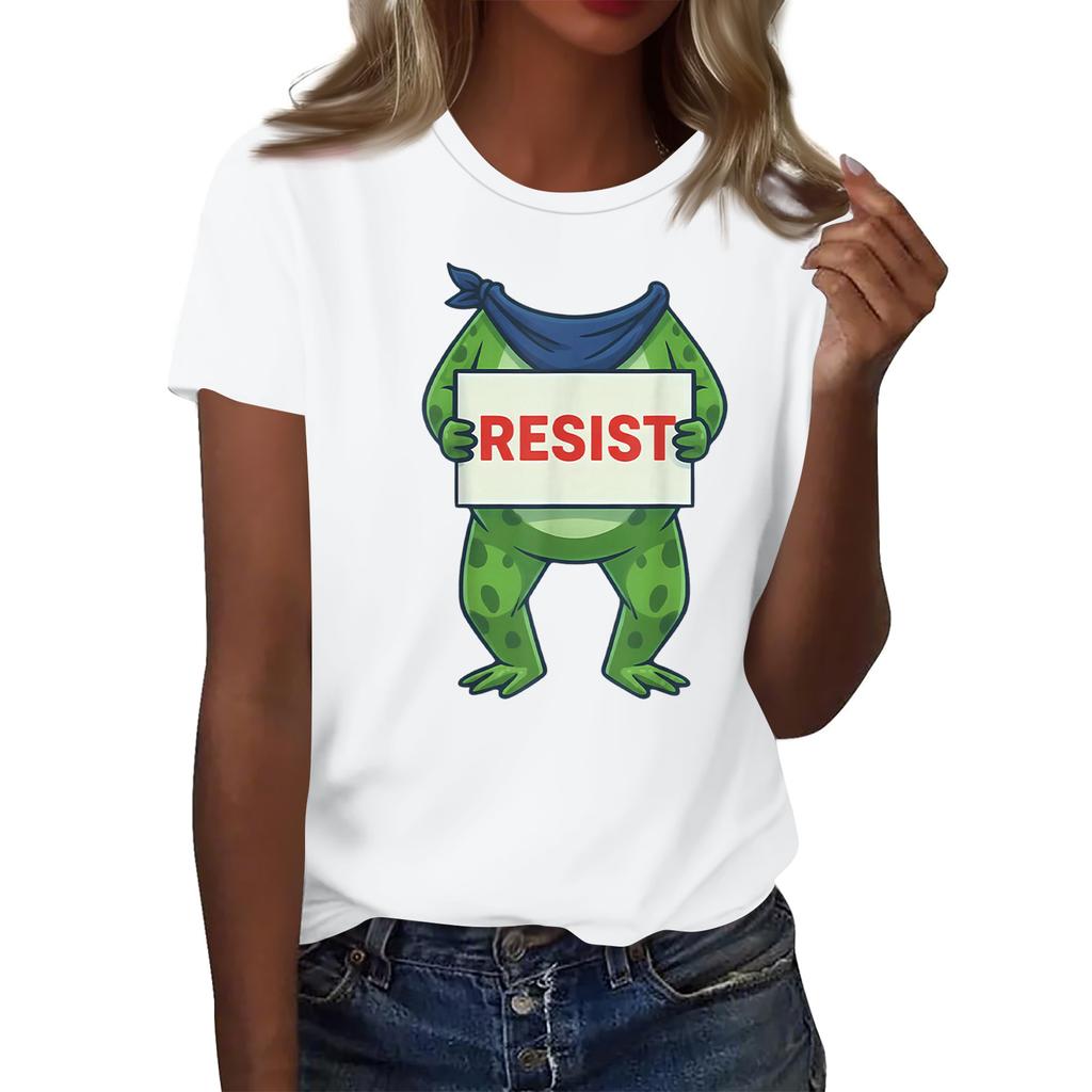 Women's Printed Round Neck Short Sleeve Top