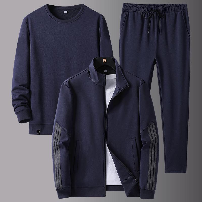 Middle Aged and Elderly Men's Casual Sports Suit, Spring and Autumn Loose Plus Size Three Piece Set