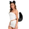 Simulation Fake Fox Wolf Tail Masquerade Party Ears Hair Hoop Novelty Tail Set  Halloween Day