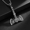 Retro Personality Hip Hop Vikin Axe Pendant Necklace Ancient Punk Triangle Rune Necklace Party Holiday Gift Accessories for Men
