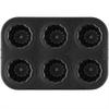 CHEFMADE Canelé Molds, Set of 6, Non-Stick Cake Molds, Outer Dimensions: Approx. 26.7*18.1*5.1cm, Cups: 5.5*4.5cm (Black)