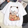 Cute Bear LOVE Unisex T Shirt Women Bubu Dudu Couple Tops Tee Summer Short Sleeve Tshirts Female Korean Casual Girl T-shirt Camisetas