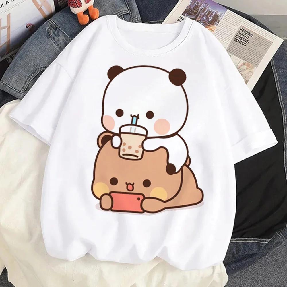 Cute Bear LOVE Unisex T Shirt Women Bubu Dudu Couple Tops Tee Summer Short Sleeve Tshirts Female Korean Casual Girl T-shirt Camisetas