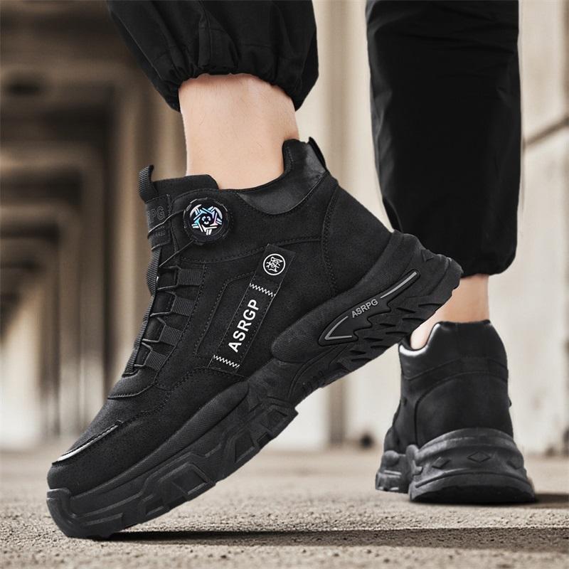 Men’s Black Deserts Shoes Casual Hiking Boots Grey Outdoor Sport Boots Plus Size High Top Sneakers