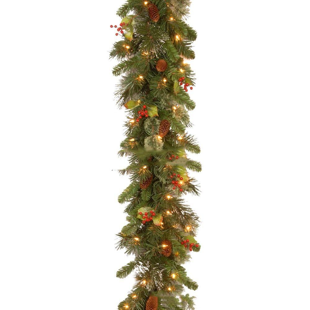 180cm/6 Feet Christmas Garland Green Led String Lights Artificial Rattan Outdoor Decor