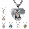 Ladies Fashion Cute Pet Kitten Glass Cabochon Heart Shape Necklace Pendant Necklace Jewelry Accessories Gifts
