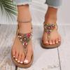 Bohemian Style Flat Sandals for Women Clip Toe Gladiator Sandals Woman Retro Summer Casual Beach Shoes Anti Slip Flip Flops 2024