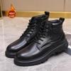 2024 Men's Sheepskin Fur Leather Martin Boots - Warm, Comfortable, Casual Cotton Shoes