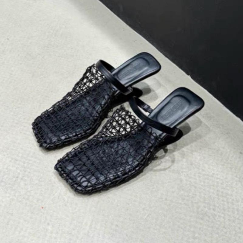 Fashion Women Slippers Fish Mesh Hollow Ballet Slippers Women Summer 2024 New Fashionable Heels Sandals Slides Women Zapatos De Mujer