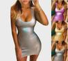 Women's European & American Sleeveless Sexy PU Leather Dress