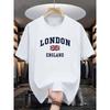 Men's Summer 100 Cotton Fashionable Casual Loose Plus Size London England Printed Sports Round Neck Short Sleeved T-shirt Top