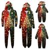 Christmas Print Family Matching Hooded Long Sleeved Zippered Jumpsuit Set