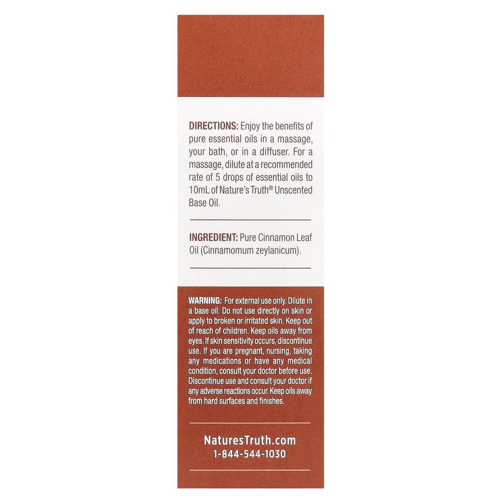Nature's Truth Pure Essential Oil, Warming Cinnamon, 0.51 Fl Oz (15 Ml)