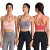 Women's Thin Ribbon Cross Back Yoga Sports Bra Fast Dry Shockproof Running Fitness Large Sports Bra