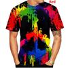Popular Summer Men's Printed T-shirt, Spray Painted Pattern T-shirt, Round Neck, Large Size, Comfortable Short Sleeved Top, Casual Sports