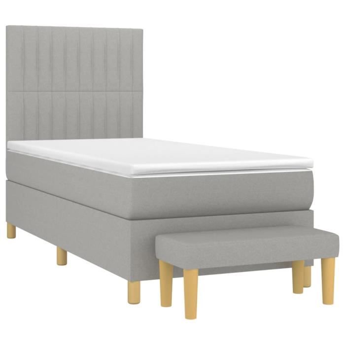 3137285 vidaXL Divan Bed with Mattress Light Grey 90x200 Cm Fabric.