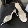 Fashion Liyke Brand Designer High Heels Slippers for Women Fashion Lace Bow Mesh Summer Sandal Female Party Dress Shoes Zapatos De Mujer