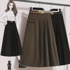 2023 Retro High Waist Plus Size Pleated Wool Skirt - Winter Collection
