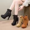 Thin Heels Ankle Modern Boots Spring/autumn Lace-up Women's Shoes On Sale 2024 Brand High Heel Round Toe Novelty Women's Boots