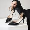 Summer Fashion Ladies Pumps Pointed Toe Patent Leather Buckle High Heeled Sandals Women Career Commuter Wedding Shoes