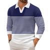 Men's Casual Fashion Printed Lapel Long-sleeved Knitted Bottoming Shirt Top