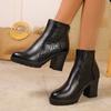 Fashion Thick Heel Ankle Boots 2025 Winter Women's Sandals Comfortable Elegant Footwear Round Toe Rear Zipper Boots for Women