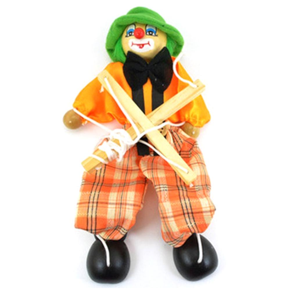 Funny Colorful Pull String Puppet Vintage Clown Wooden Marionette Handcraft Toys Joint Activity