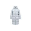 Li Ning Campus Series Solid Color Logo Hooded Long Down Jacket Unisex Outerwear Light-Gray YYMT079-2