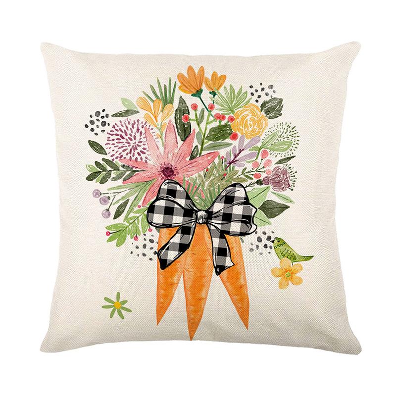 Cartoon Black and White Plaid Rabbit Print Pillow Cover Western Easter Home Living Room Cushion Cover Pillow