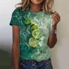 Summer Round Neck 3D Fruit Printed Top Fashionable Casual Short Sleeved Women's T-shirts
