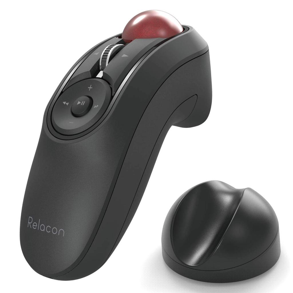 ELECOM Trackball Mouse Handy Type Relacon Media Control Button with Stand Quiet Bluetooth Black M-RT1BRXBK