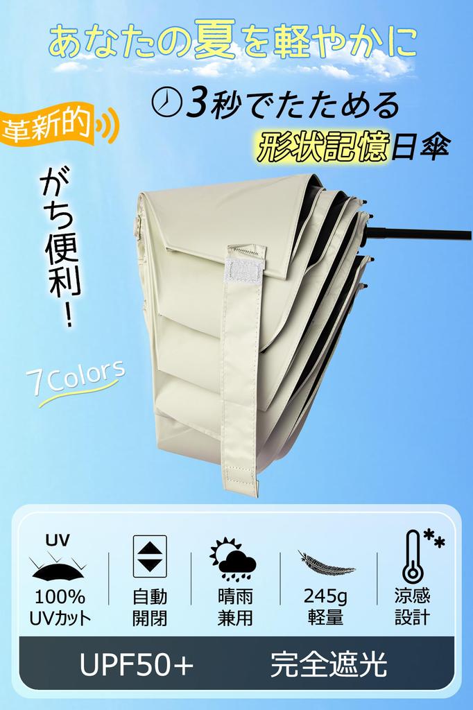 Neatly In 3 Shape Memory UV Light Folding Automatic Opening and Heat for Both Sunny and Rainy Sun UV Easy To for Men and Women [Folds Seconds]