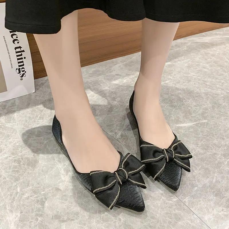 Woman Flats Non Slip Shoes for Women Fashion With Bow Stylish On Promotion Vacation High Quality a 2024 Summer Discount