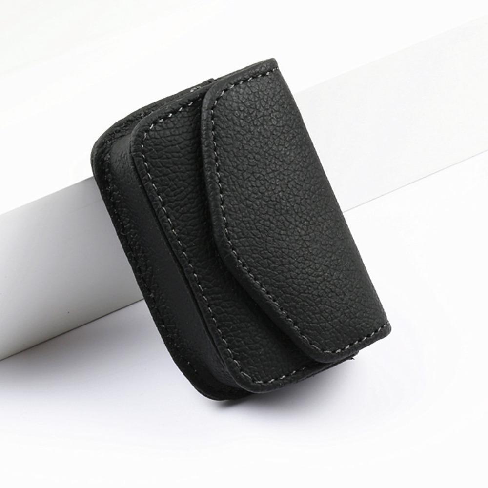 Portable Leather PU Glasses Case Belt Wearable Folding Glasses Storage Box