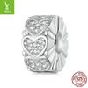 Simple Classic Heart-Shaped Silicone Positioning Bracelet Clip Buckle, Shining Love S925 Sterling Silver Bead Spacer Accessories