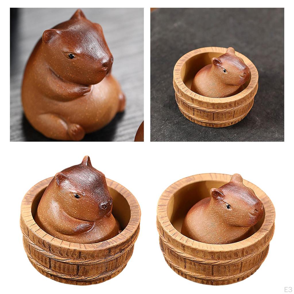 Ceramic Clay Mini Capybara Sculpture Tea Pet Miniature Decoration DIY Craft for Home