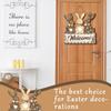 Yousheng Easter Welcome Door Sign Gnome Bunny Flower Egg Door Hanging Sign Front Door Hanger Wooden Spring Holiday Decorative Wall Plaque