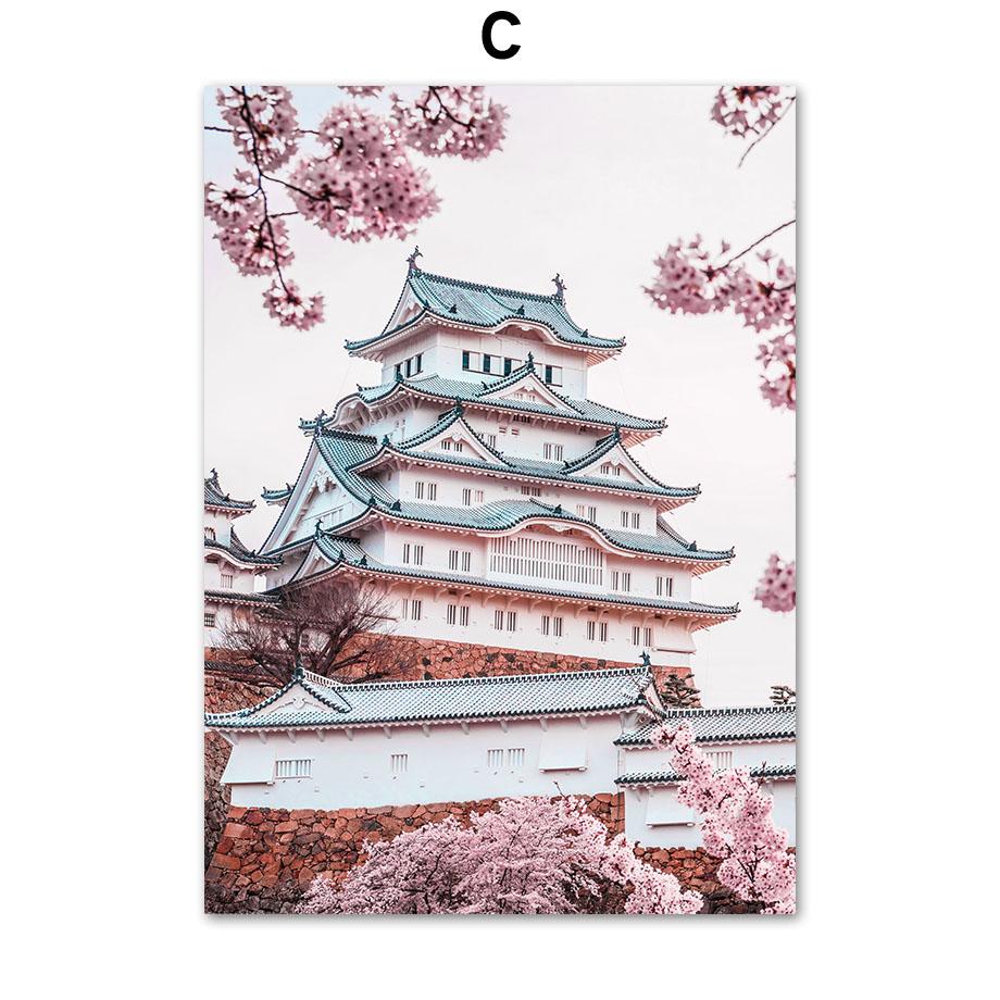 Розовая Сакура, башня Фудзи, бабочка, японская настенная живопись, холст, живопись, постеры и принты, настенные панно для декора гостиной
