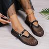 Fashionable Mesh Women's Ballet Mary Jane Shoes Summer Walking Shoes Round Toe Buckle Flats