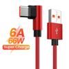 90 Degree Quick Charging Type C USB Cable For Xiaomi 13T Redmi Note 11T POCO X5 Pro Huawei P50 Honor 200 Lite Nylon Braided Wire