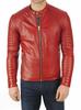 Men's Genuine Lambskin Leather Jacket Stylish Red Fashionable Motorcycle Biker