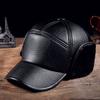 Black Velvet Cotton Cap Leather Cap Ear Protection Middle-aged and Elderly Warm Baseball Cap