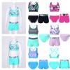 Girls 3Pcs Tankini Swimsuit Summer Bathing Suit Beach Rash Guard Swimwear