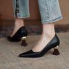 Fashion Handmade Leather Women Pumps Sexy Pointed Toe Chic Stylish Office Working Shoes Strange High Heel Stilettos Black Dress Shoes