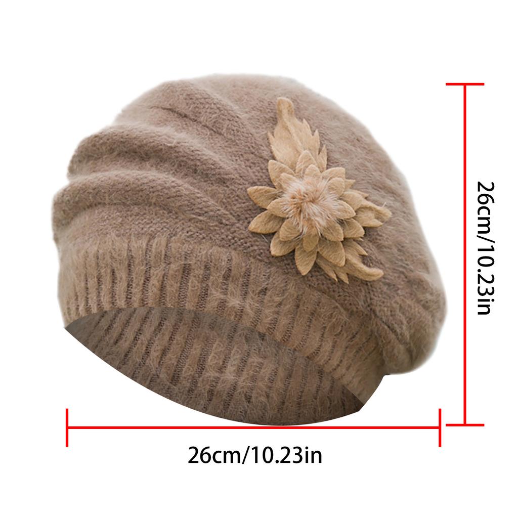 Fashion Womens Flower Knit Crochet  Hat Winter Warm Cap Beret